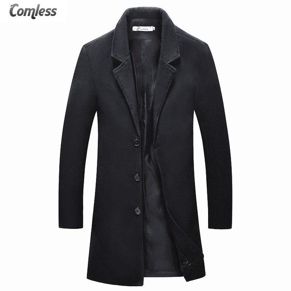 

wholesale price trench men winter jackets turn-down collar pure color long mens coats slim overcoat plus size 5xl drop, Tan;black