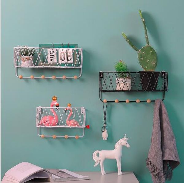 

nordic simple iron mesh storage holders wall placement frame home finishing frames hook basket