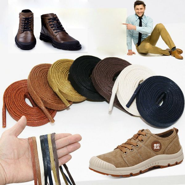

120cm/150cm cotton flat waxed shoelaces 5 colors brogues boot shoelaces wax shoe laces, White;pink