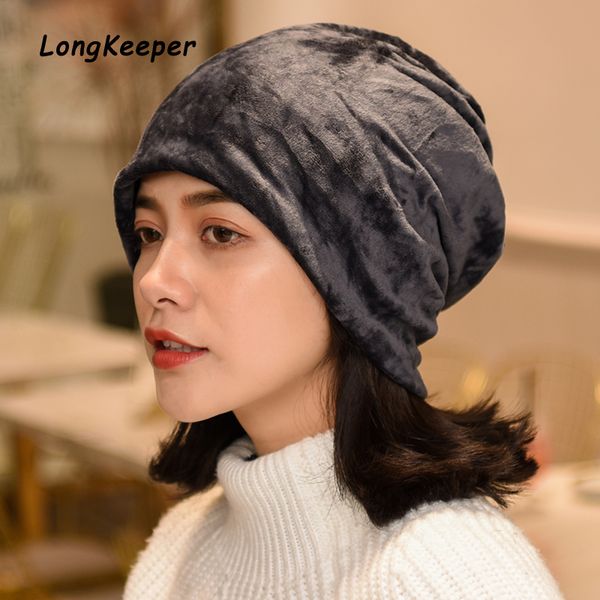 

longkeeper brand new women scarf caps spring autumn winter hats for female skullies beanies headwear gorros mujer hedging cap, Blue;gray