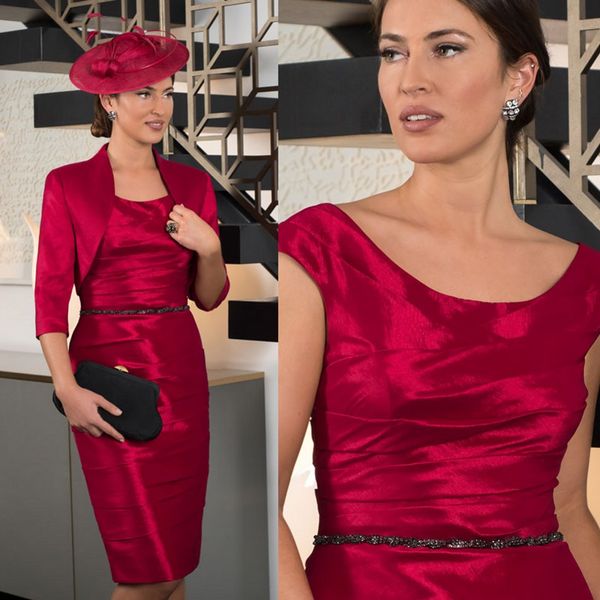 

2020 modest formal mother of the bride dress satin sequined sashes mother dress evening gowns jewel neck two pieces customized, Black;red