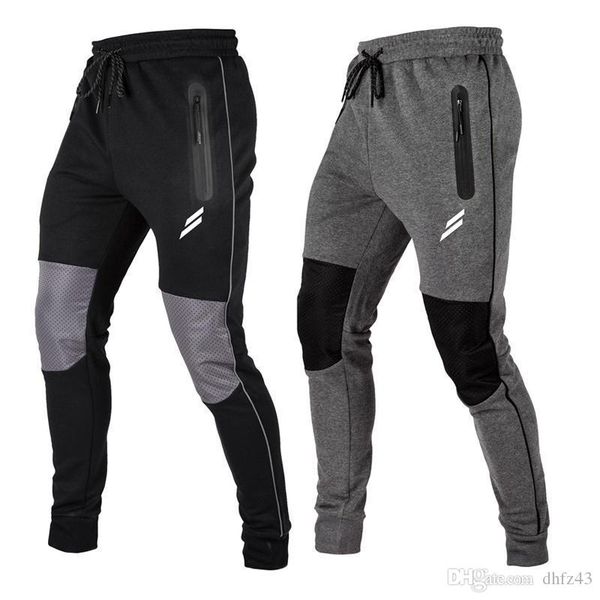 

sport jogging pants men running fitness zipper joggers training trousers exercise gym long pants outdoor active wear sportswear t200326, Black