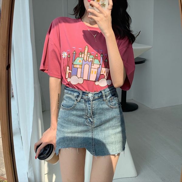 

ah short-sleeved 2020 women's loose white base versatile ah short-sleeved t- shirt 2020 women's loose white base shirt versatile t