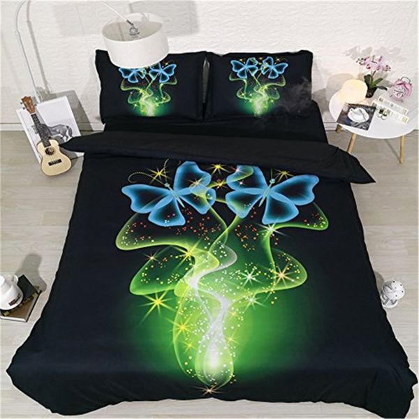 3d Galaxy Butterfly Print Duvet Cover With Pillowcase Bedding Set