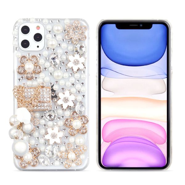 

Для iPhone 11 Pro Max Case Xs Хг X 8 7 6 6s Plus Case Женщины Sparkly Rhinestone Алмазный цветок Decor Прозрачная