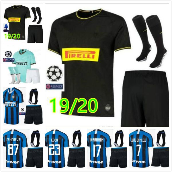 

New 2019 2020 inter lautaro kriniar politano milan men occer jer ey mu hup peri ic nainggolan 19 20 football hirt kit lukaku et, Black;yellow