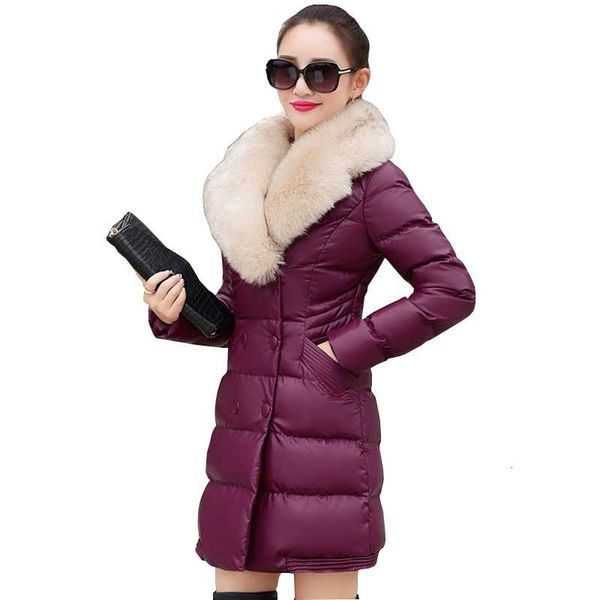 

fashion big bont crow winter jas women long plus size pu learn donjacks katoon wind close black wet parka ls033