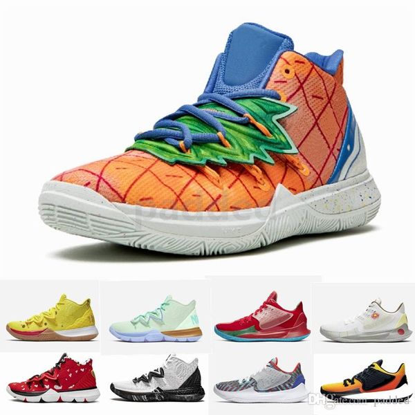 

new designer kyrie sponge bob pe mens basketball shoes irving 2s 5s pineapple house sneaker room luxury sports sneakers size 40-46, White;red