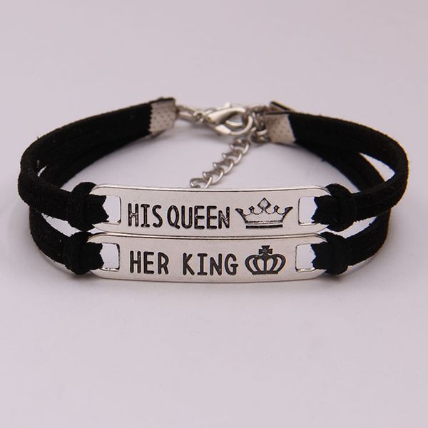 

newly 2pcs matching set his queen her king alloy couple bracelet jewelry gift, Golden;silver