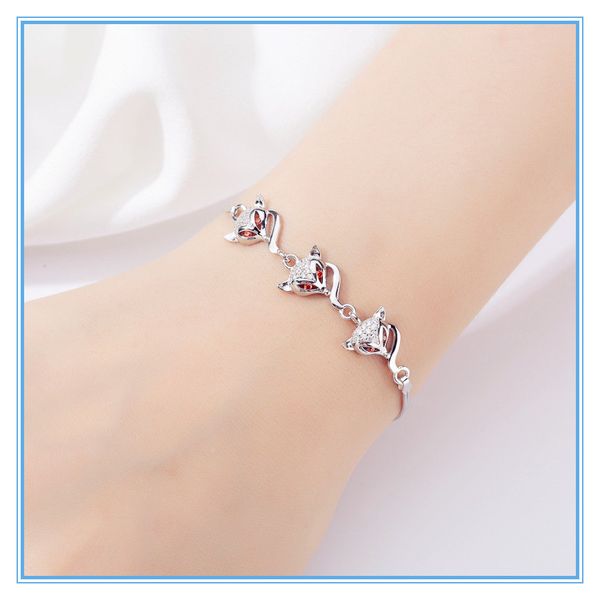 

925 sterling silver bracelet designer bracelet luxury designer jewelry women bracelets cute three foxesplatinum plating on the surface will, Black