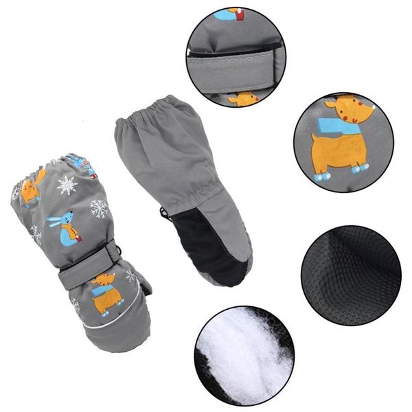 

1pair winter new children print cartoon deer thickening ski gloves kids windproof waterproof non-slip long-sleeved mitten