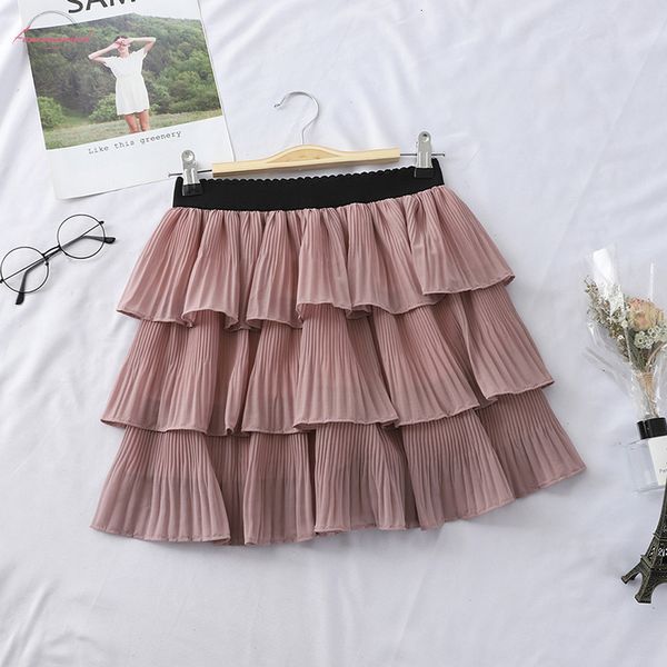 

2019 tulle skirts womens elastic stretchy tulle teen layers summer womens tutu skirt pleated mini skirts, Black