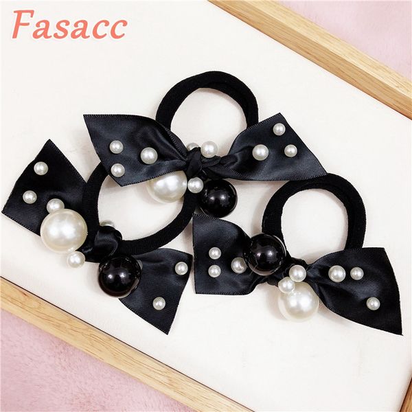 

fasacc korea women hair accessories pearls ponytail holder girls gum for hair scrunchies elastic bands rubber rope a223