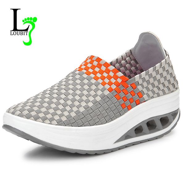 

womens shoes flat platform woven loafers fashion female sneakers slip on summer breathable sneakers casual flats shoes women, Black