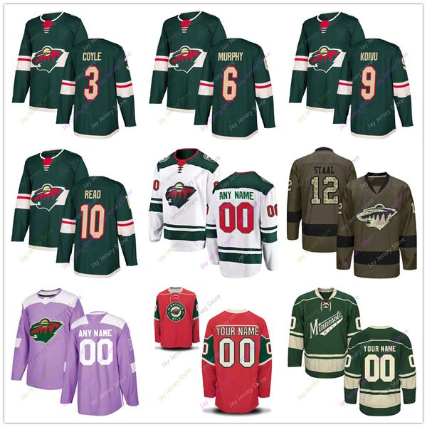 

Charlie Coyle Ryan Murphy Mikko Koivu Matt Read Jersey 2019 Men Women Youth Kid Winter Classic Minnesota Wild Salute to Service