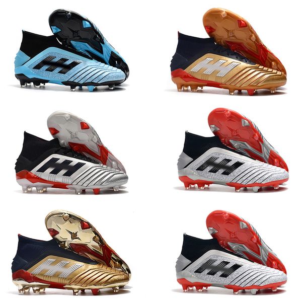 

predator 19+ 19.1 fg pp paul pogba 25th ag soccer shoes anniversary golden mens boys football 19+x cleats boots, Black