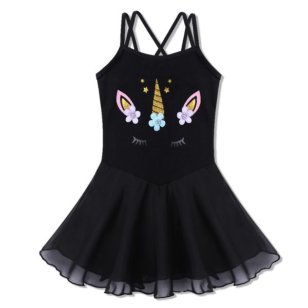 

baohulu new kids ballet leotards gymnastics pretty unicorn flowers dress tutu baby girls halloween ballet dress tutu costumes, Black;red