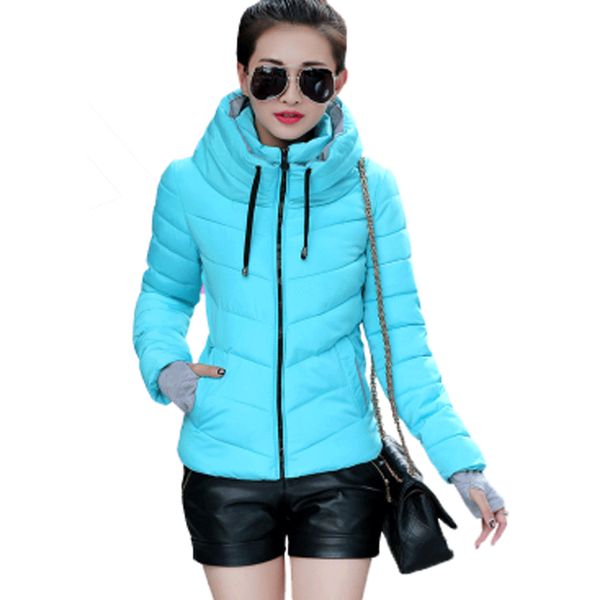 

warm winter coat women quilted jacket autumn slim short solid down cotton warm jacket women korean casual cotton coats, Black