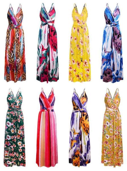 

print long dress v neck strap fashion beach famale clothes casual dress womens summer designer, Black;gray