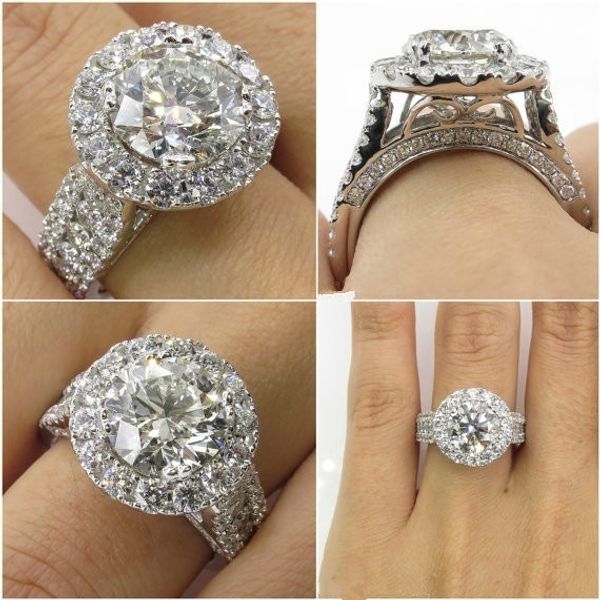Роскошная женская большая циркона каменное кольцо 925 серебро заполненное кольцо старинные свадебные полосы обещают обручальные кольца для женщин