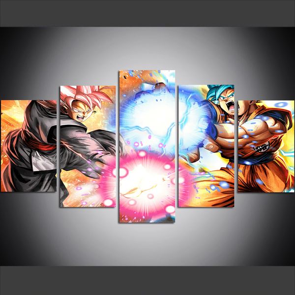 

5 piece large size canvas wall art pictures creative dragon ball super art print oil painting for living room