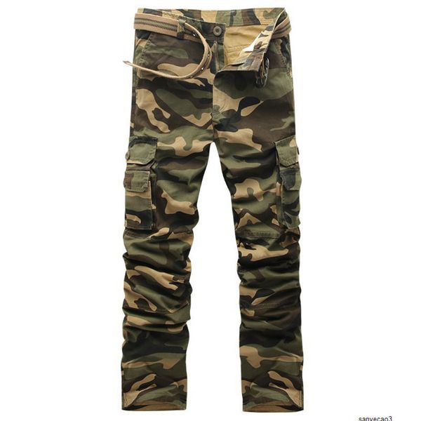 

mens designer outdoor multi-pocket casual overalls military style camouflage large size loose straight pants menh, Black
