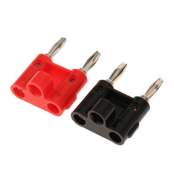 

2 pack gold plated banana plug speaker connectors screw type dual tips plugs