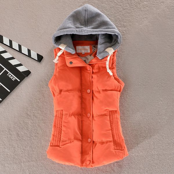 

women winter vest warm hooded jacket coat, Black;white