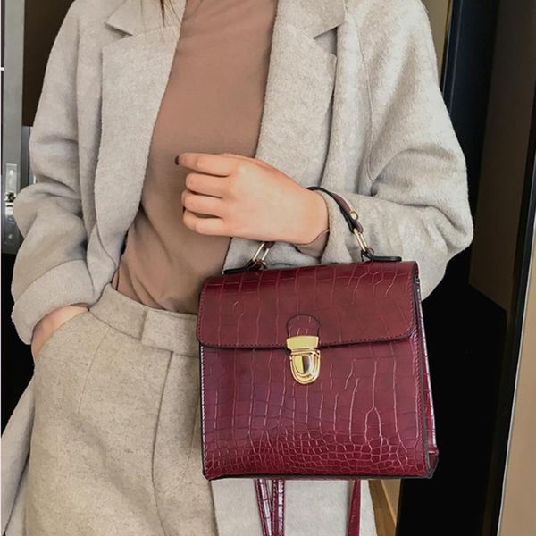 

retro casual women solid color buckles square shoulder bag handbag crossbody bag