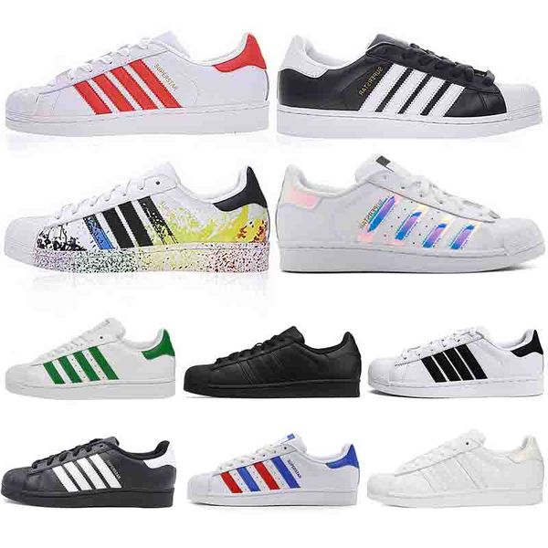 

Top Super Star White Hologram Iridescent Junior Men Superstars 80s Stan Smith sneakers Pride Womens Mens Trainers Superstar Shoes 36-45