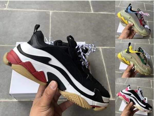 

дизайнерская обувь тройные-s моды париж черный белый красный старый папа роскошные кроссовки gym красный синий повседневная обувь для мужчин, Black