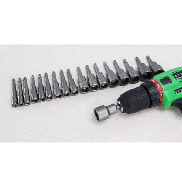 

5/6/9pcs 6-19mm hex socket sleeve nozzles 1/4" drill bits adapter electric screwdriver strong magnetic nut driver tool set