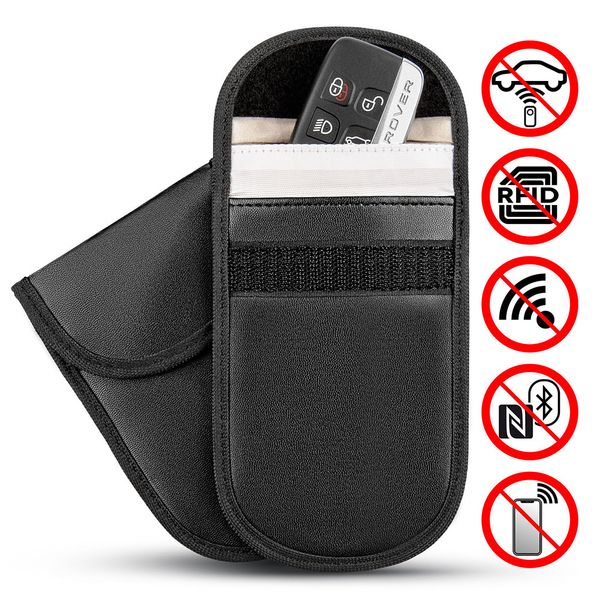 

car key case faraday cage fob pouch keyless rfid blocking bag pouch anti-degassing anti-theft cover cap chain