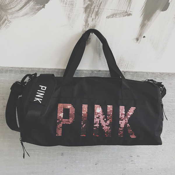 

fashion designer-sequins pink letter shoulder bags oxford cloth multi function shoes position teenage girls handbag traveling waterproo331a#
