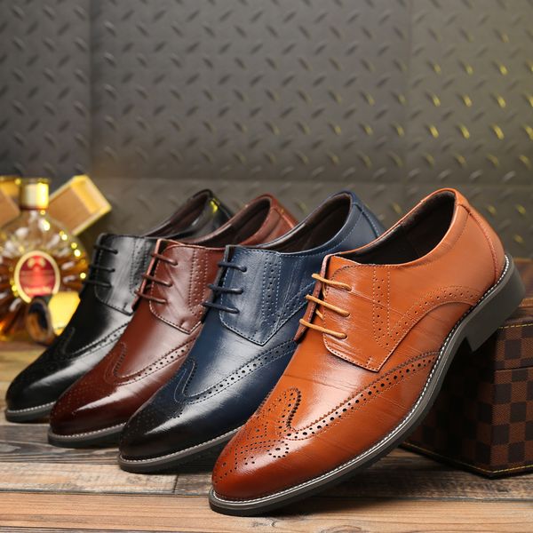 

men shoes large size casual dress business shoes leather mens dress zapatos de hombre de vestir formal brown, Black