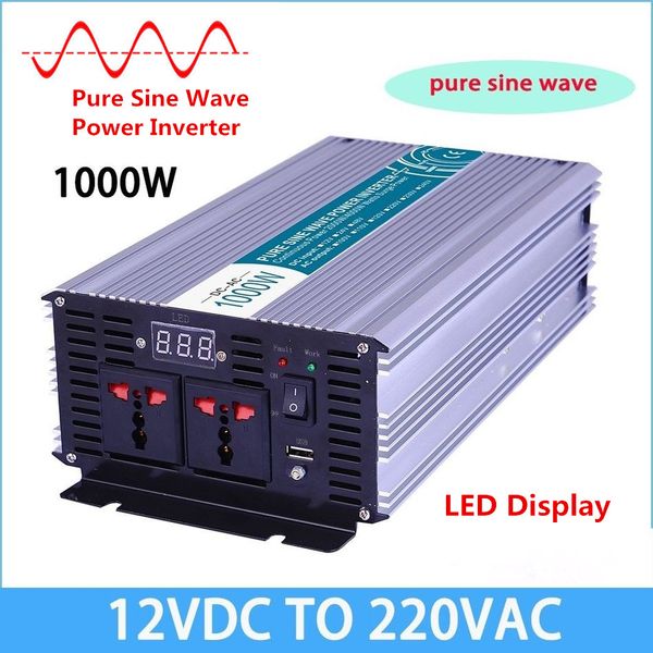 

max 2000w wausb led display dc 12v to ac 110v/220v car power inverter charger converter adapter pure sine wave transformer