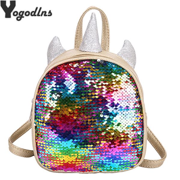 

mini sequins unicorn backpack pu leather women travel small bag teenager student children school bags girls book bag satchel