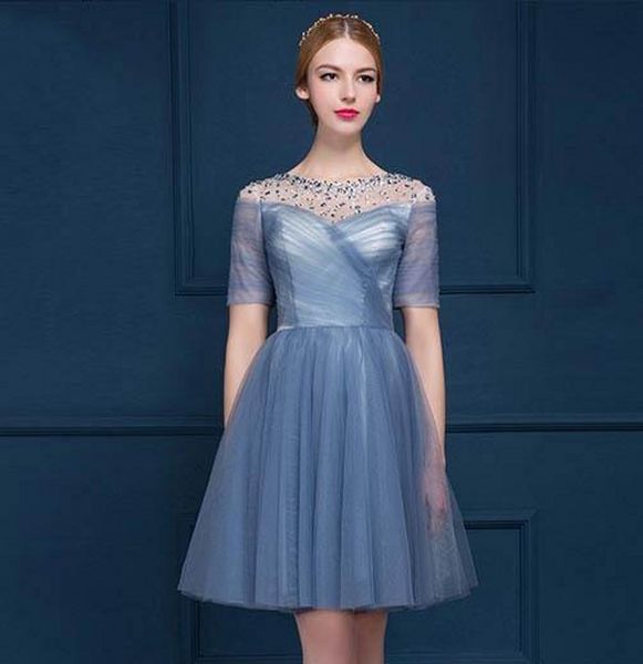 

short late spring and summer dance prom evening dresses new chiffon bridesmaid tee hollow back strap dresses, Black;red