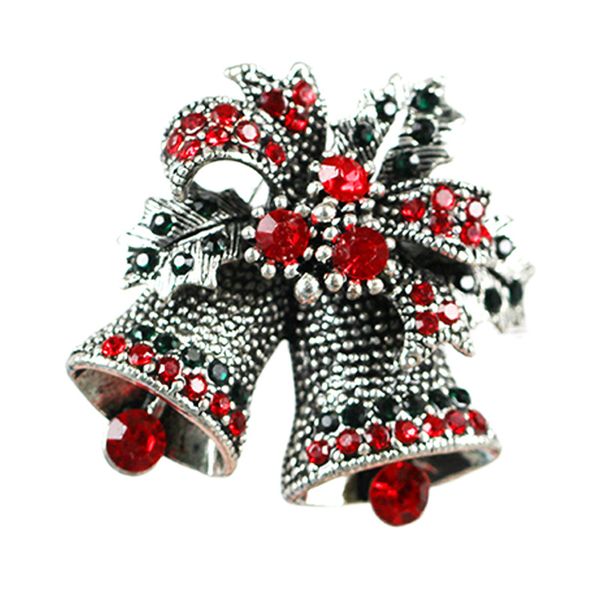 

new style of personality drilled into european and american popular bowknot decoration hollow out high-grade christmas bell brooch, Gray