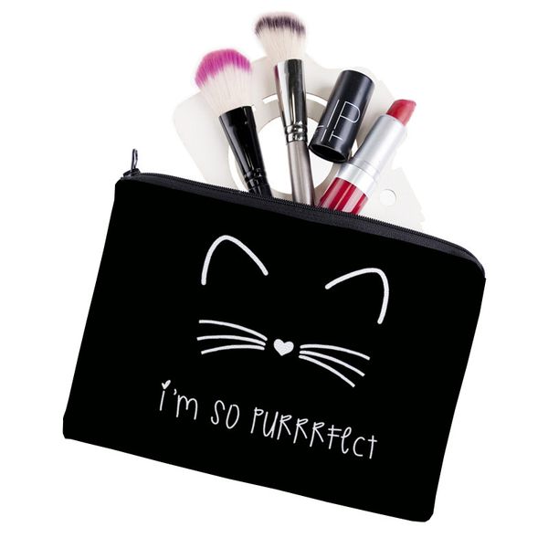 

smile cat cosmetic bag women girl handbag multi-function storage makeup pen bag portable simple ing