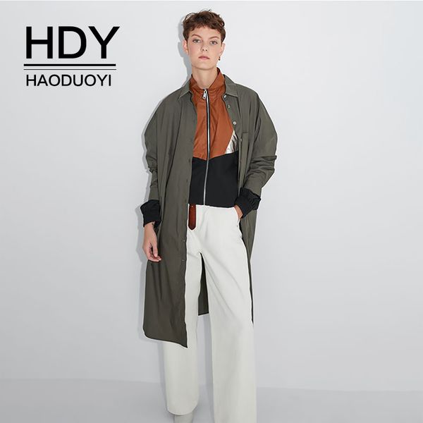 

hdy haoduoyi 2020 solid plus size loose simple commute big pocket beshein vintage blusas women's shirt dress, White