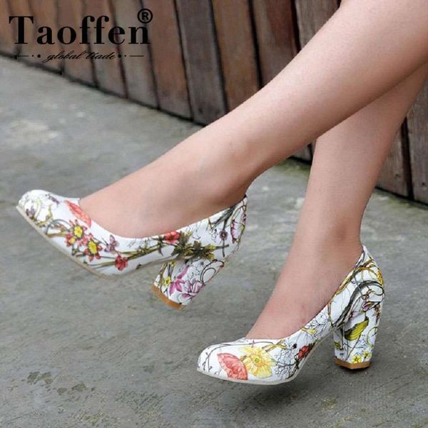 

taoffen spring autumn plus size 31-47 print women shoes princess style high-heeled party date wedding pumps female shoes woman, Black