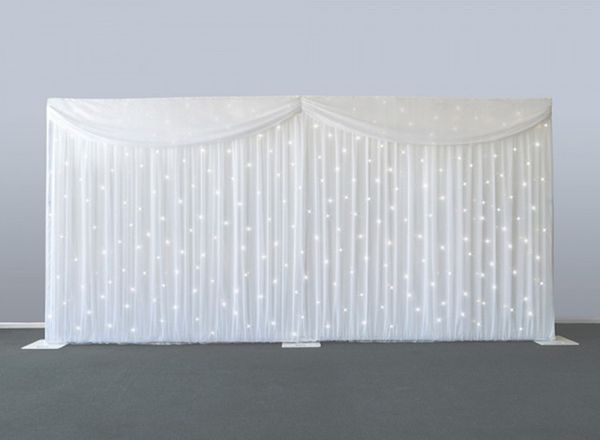 

6m/20ft (w) x 3m/10ft (h) starlit wedding backdrops stage curtain wedding props background veil including curtain and lighting