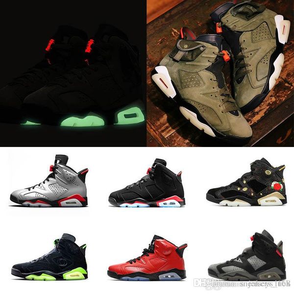 

6s travis scott men basketball shoes 6 black infrared cny gatorade green black cat bulls carmine unc tinker catcus jack designer sneakers, White;red
