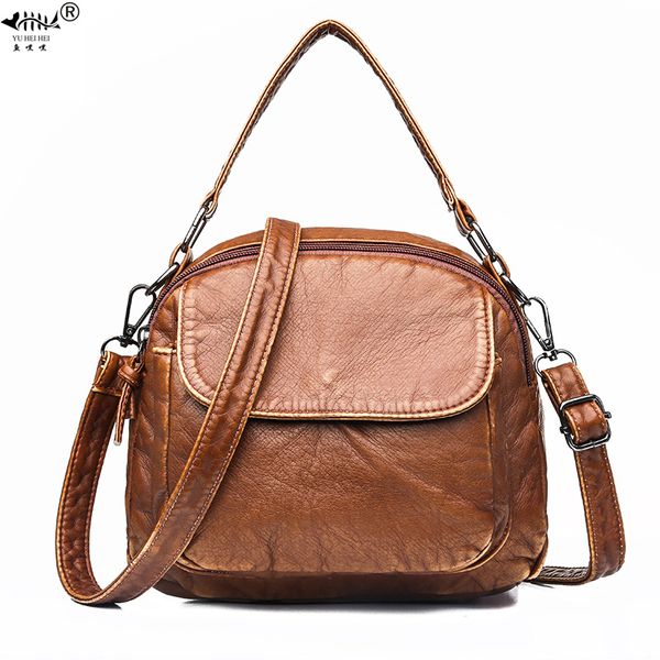 

retro vintage messenger bags for women soft washed leather pu crossbody shoulder bags multi pocket women's handbags purses