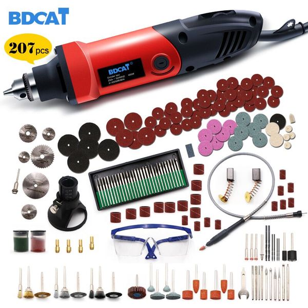 

bdcat 400w mini drill rotary tool variable speed electric grinder engraving polishing power tools with 206pcs dremel accessories