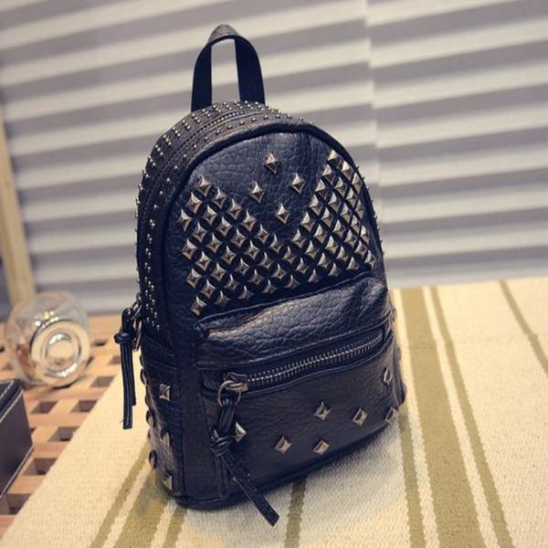 

women mini backpacks pu leather riveting casual bags classical teenagers fashion travel rivet back pack bag