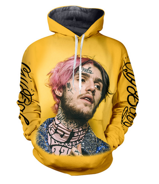

new fashion couples men women hd lil peep funny 3d print hoodies sweatshirt jacket pullover rw09, Black