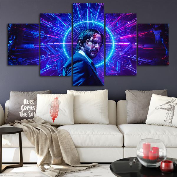 

джон вик арт холст плакаты home decor wall art framework 5 шт. картины для гостиной hd отпечатки кинофильмов no.b