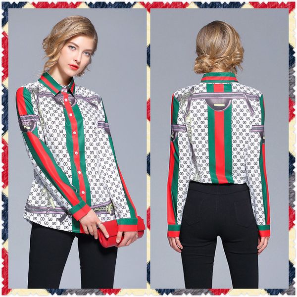 

2020 new style runway women's fashion spring fall print blouses shirts elegant office lady slim plus size classic letter blouses shirts, White